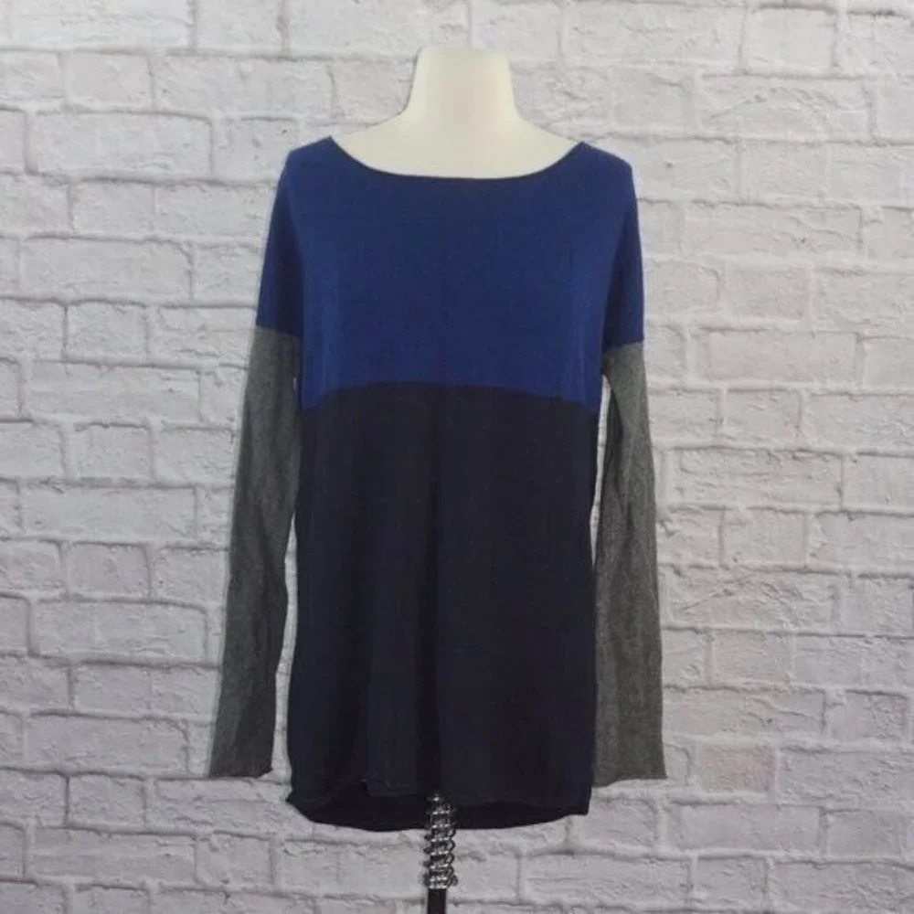 Vince Colorblock Blue Gray Wool Cashmere Sweater XS - Picture 1 of 6